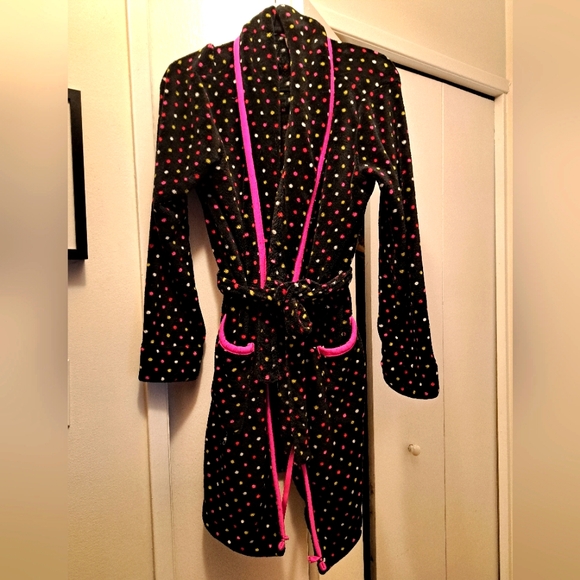 Jackets & Blazers - Black Polka Dot Wrap Jacket with Pink Trim